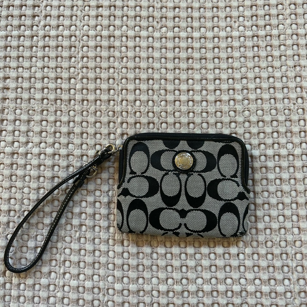 Black and Gray Coach wristlet